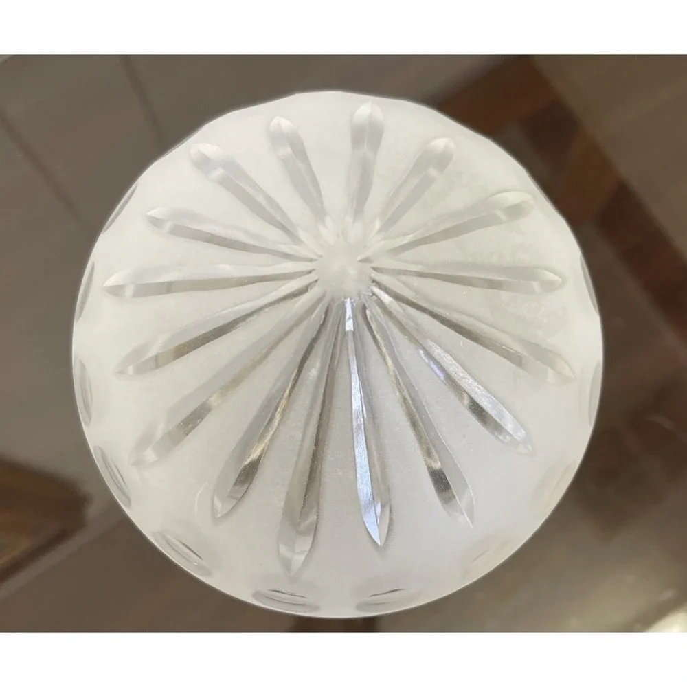 Vintage Flush Mount‎ Brass Ceiling Fixture Frosted Cut Glass Globe Shade